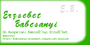 erzsebet babcsanyi business card